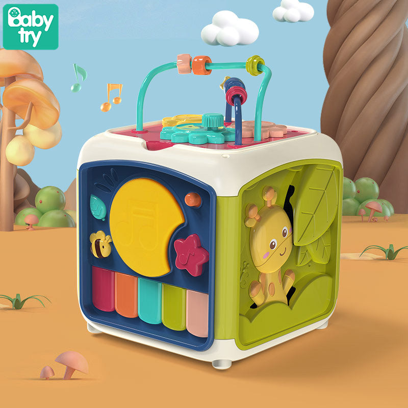 Discovery Cube - Cubo de Atividades para Bebês e Crianças, Brinquedo Educacional 7 em 1 com musica - Salanas